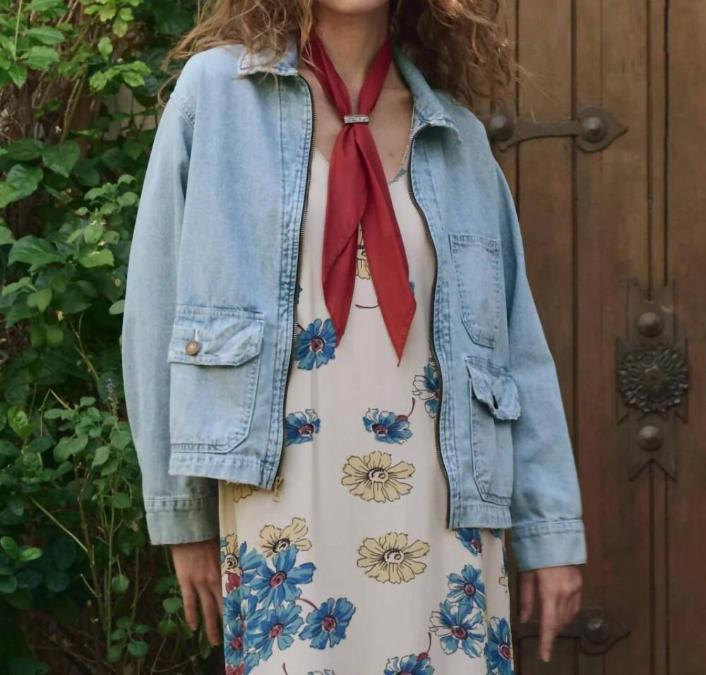NEW THE GREAT. zip front chore jacket in blue